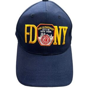 FDNY Fire Department Hat Mens Adjustable Blue Embroidered 911 Baseball Vintage